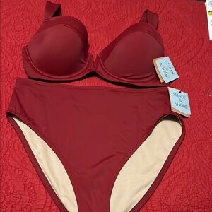Shade & Shore Burgundy Bikini Set